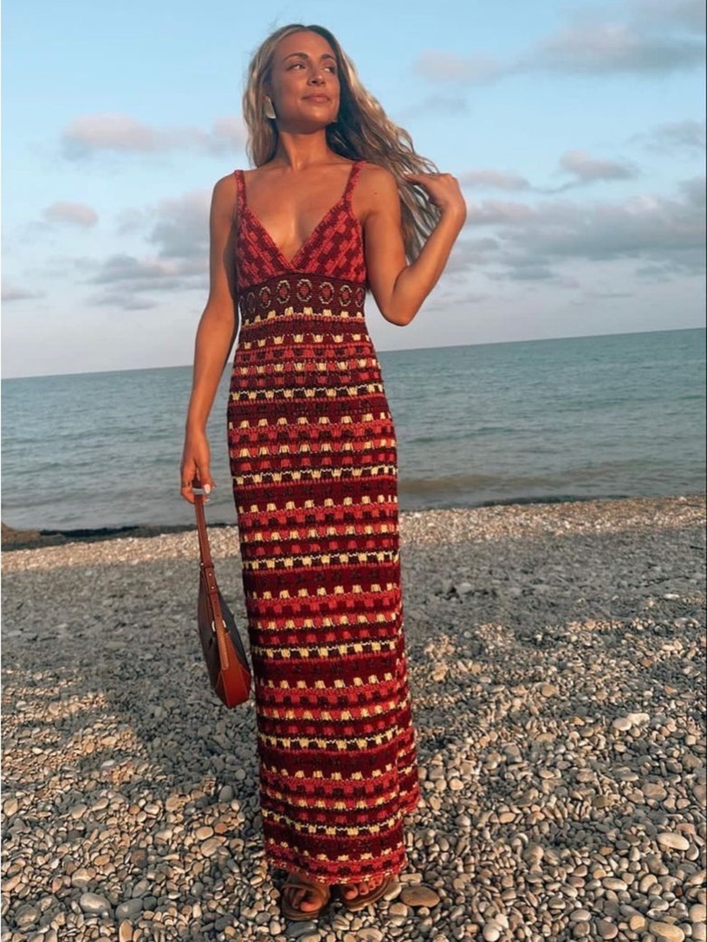 ZARA Crochet Knit Dress Multicolor L - Picture 4 of 12